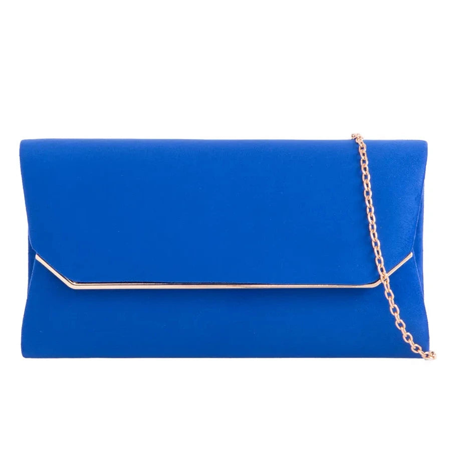 Suede Effect Clutch Bag Plain Simple Fine Frame Evening Party