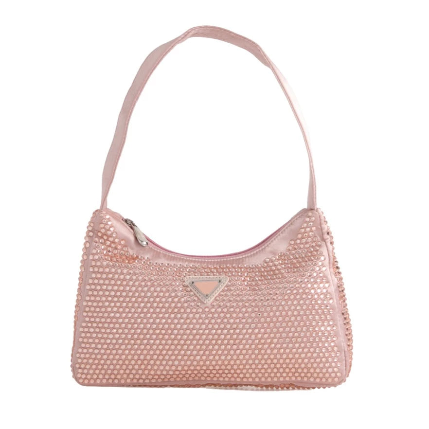 Women's Diamante Satin Evening Shoulder / Clutch Bag