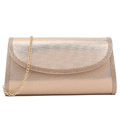 Stylish Diamante Trim Faux Suede Envelope Wedding Clutch Bag For Women