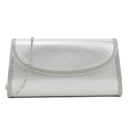 Stylish Diamante Trim Faux Suede Envelope Wedding Clutch Bag For Women