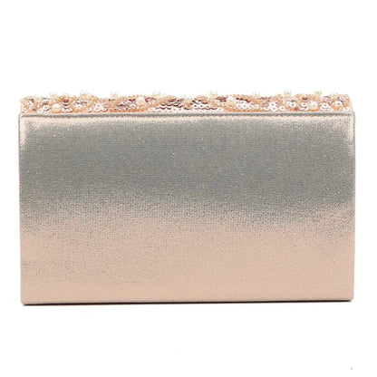 Satin Pearls Diamante Sequins Envelope Clutch Bag Bridal Evening Party Handbag For Women