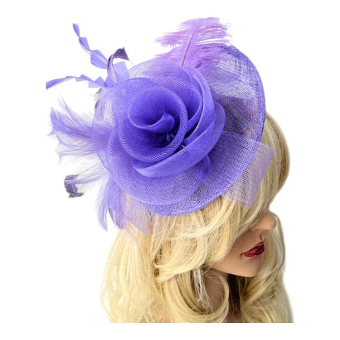 Womens Flower Feather Wedding Fascinator Headband & Clip Wedding Hat Ladies Day Races Royal Ascot