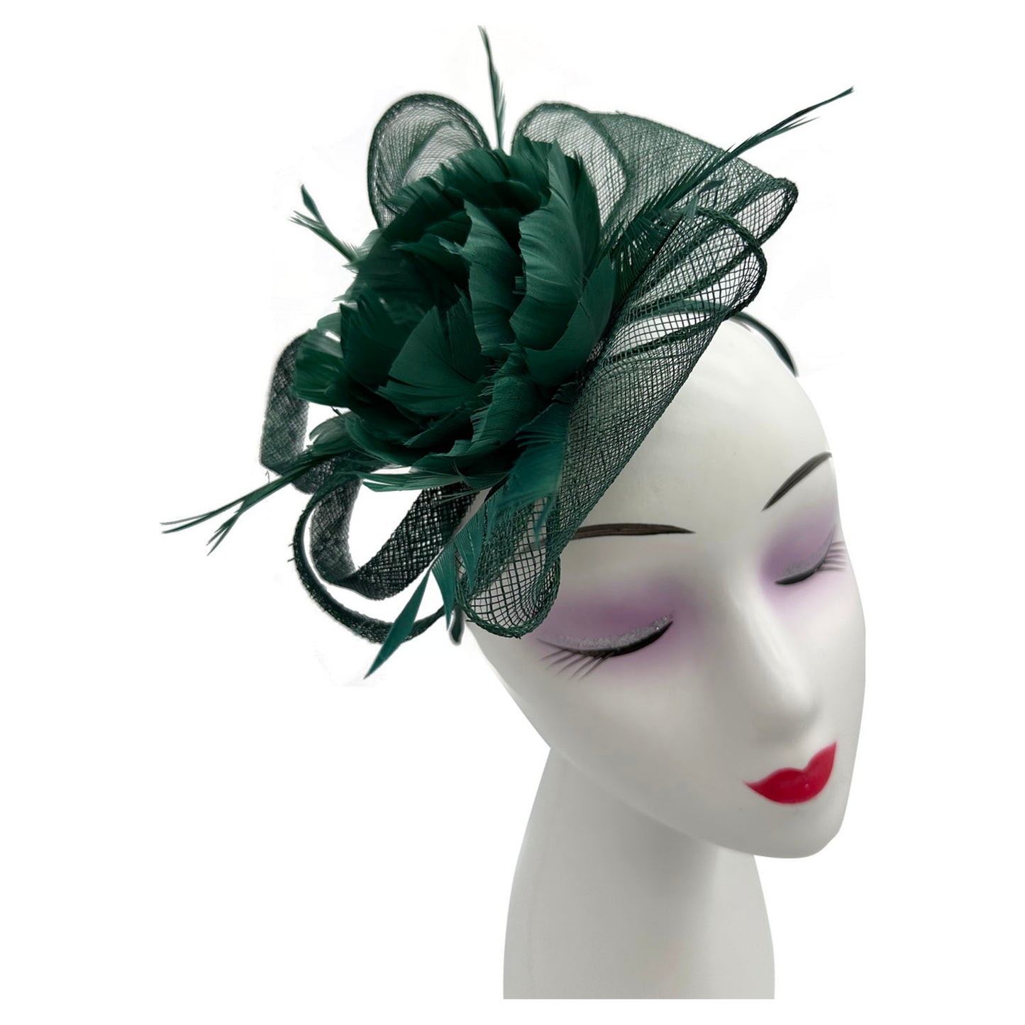 Sinamay & Peony Feather Flower Fascinator Headband and Clip Wedding Royal Ascot Race