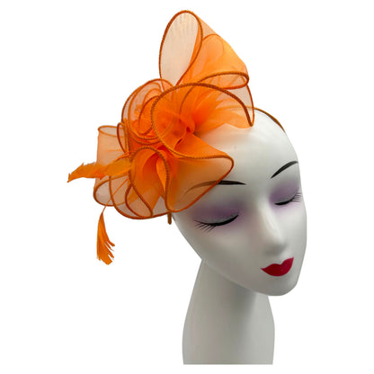 Women's Fascinator Headband Clip Mesh Net Rose Bouquet with Big Bow Flower Feather Wedding Royal Ascot Race