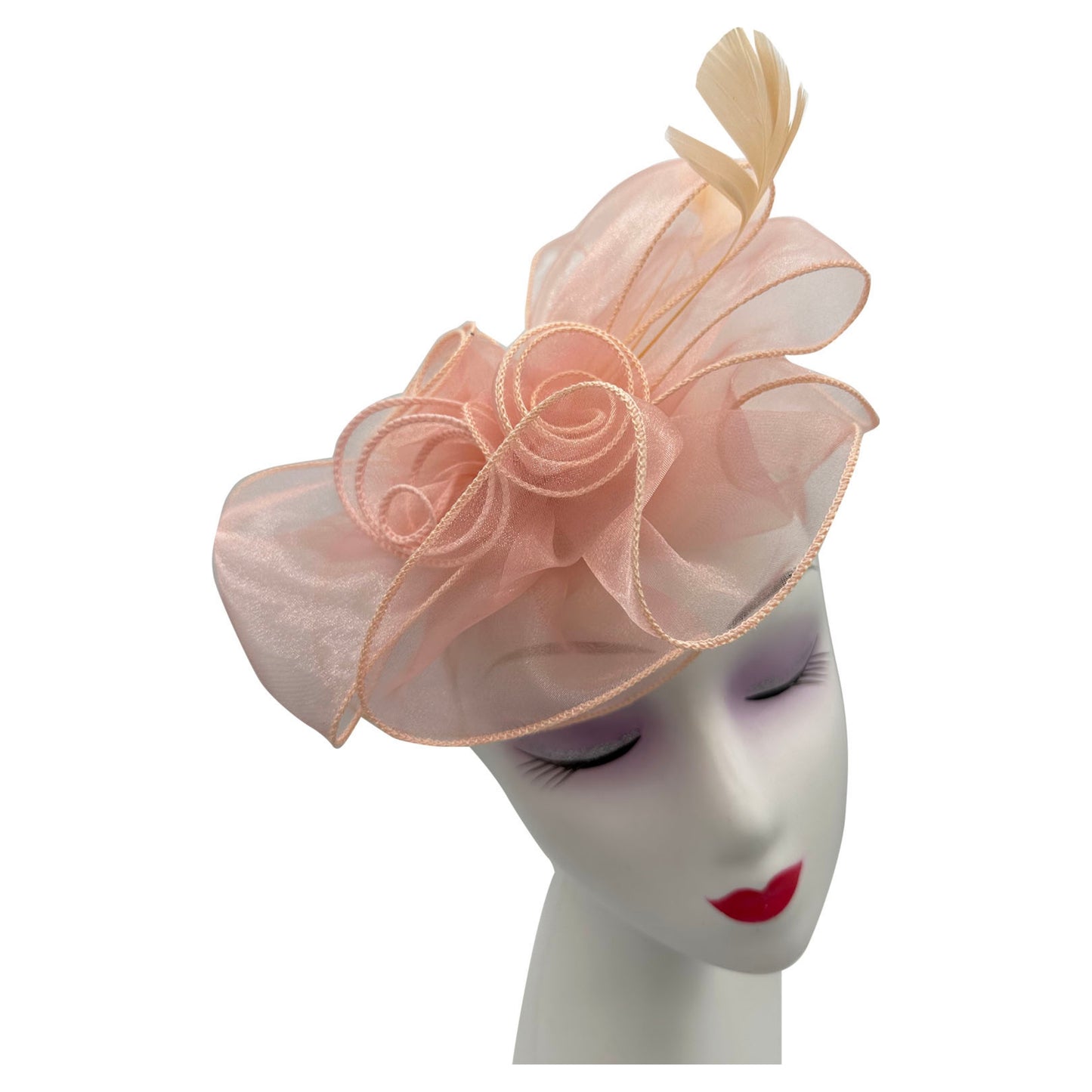 Women's Fascinator Headband Clip Mesh Net Rose Bouquet with Big Bow Flower Feather Wedding Royal Ascot Race