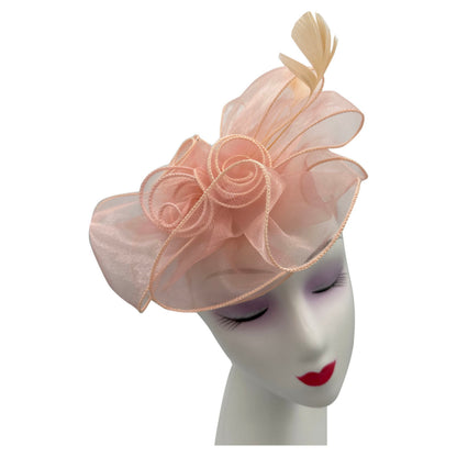 Women's Fascinator Headband Clip Mesh Net Rose Bouquet with Big Bow Flower Feather Wedding Royal Ascot Race