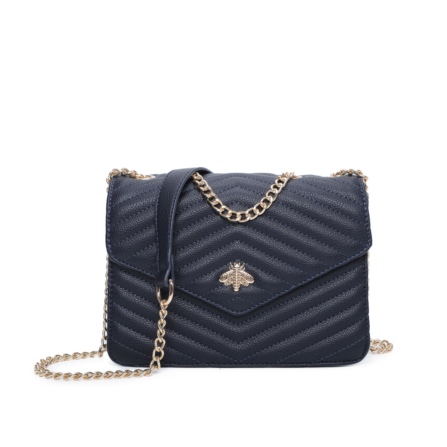 Ladies Quilted Bee bag Designer Shoulder Handbag Women Cross Over Bag Satchel Messenger Bags UK - NAVY