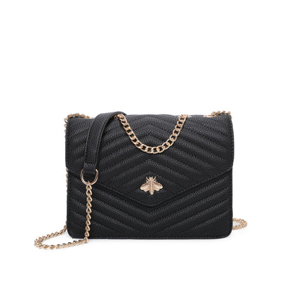 Ladies Quilted Bee bag Designer Shoulder Handbag Women Cross Over Bag Satchel Messenger Bags UK - BLACK