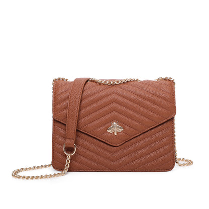 Ladies Quilted Bee bag Designer Shoulder Handbag Women Cross Over Bag Satchel Messenger Bags UK - BROWN