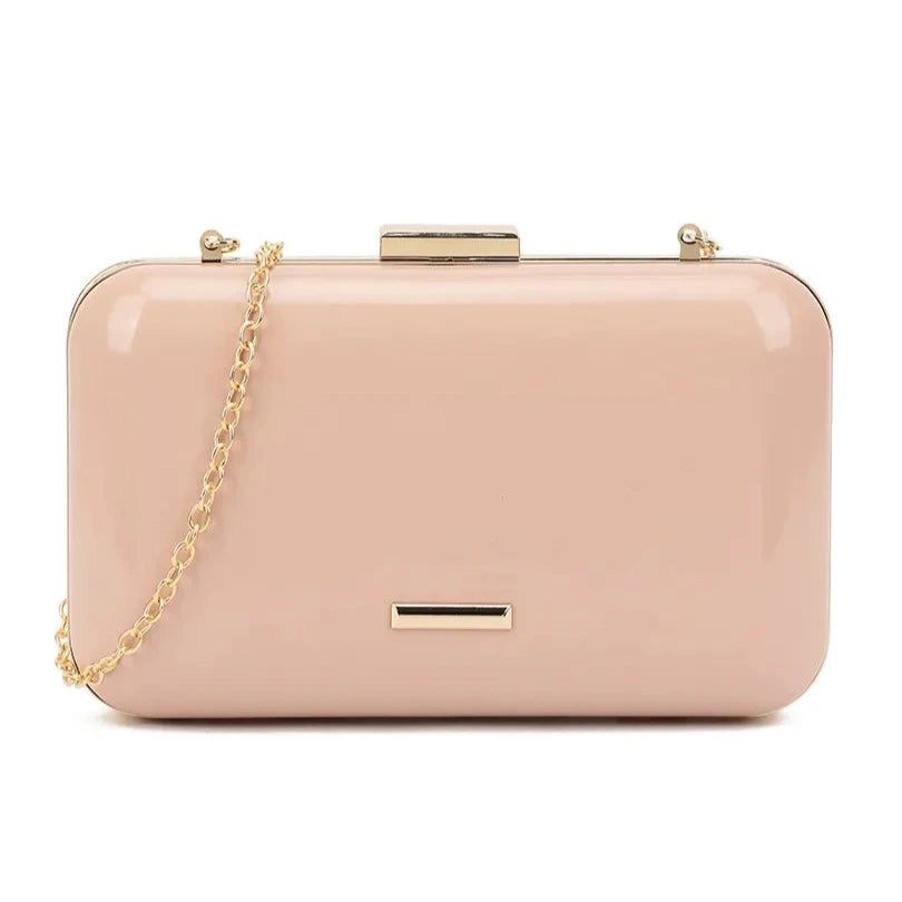 Plain Patent Hard Case Evening Clutch Bag