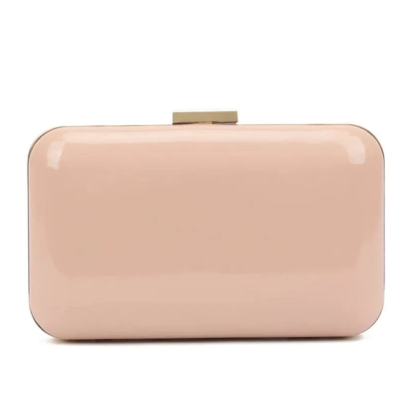 Plain Patent Hard Case Evening Clutch Bag