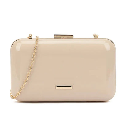 Women Plain Patent Clutch Bag Hard Case Evening Wedding Handbag