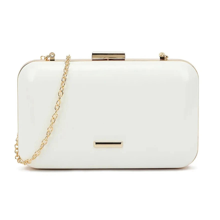 Plain Patent Hard Case Evening Clutch Bag