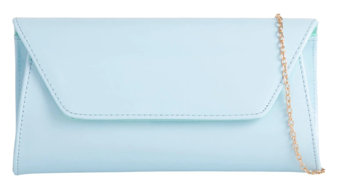 Women Glossy Plain Patent Leather Clutch Bag Envelope Shiny Shoulder Bag
