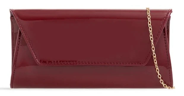 Women Glossy Plain Patent Leather Clutch Bag Envelope Shiny Shoulder Bag