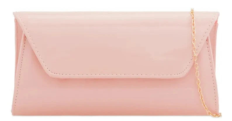 Women Glossy Plain Patent Leather Clutch Bag Envelope Shiny Shoulder Bag