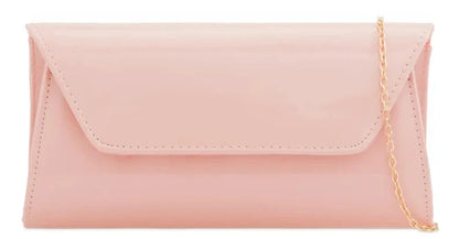 Women Glossy Plain Patent Leather Clutch Bag Envelope Shiny Shoulder Bag