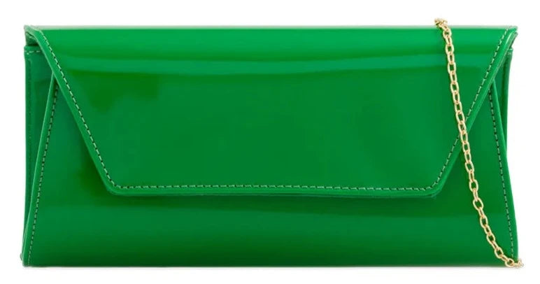 Women Glossy Plain Patent Leather Clutch Bag Envelope Shiny Shoulder Bag