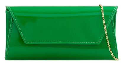 Women Glossy Plain Patent Leather Clutch Bag Envelope Shiny Shoulder Bag