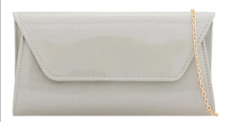 Grey patent clutch best sale