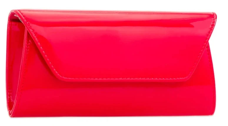 Women Glossy Plain Patent Leather Clutch Bag Envelope Shiny Shoulder Bag