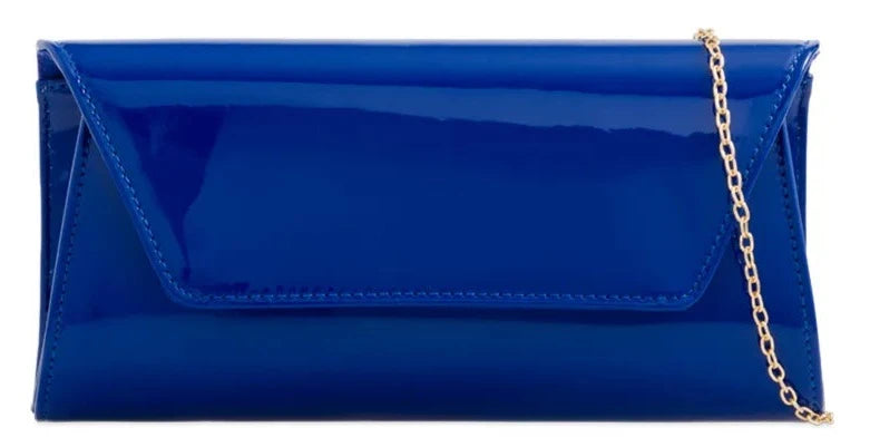 Women Glossy Plain Patent Leather Clutch Bag Envelope Shiny Shoulder Bag