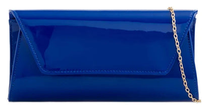 Women Glossy Plain Patent Leather Clutch Bag Envelope Shiny Shoulder Bag