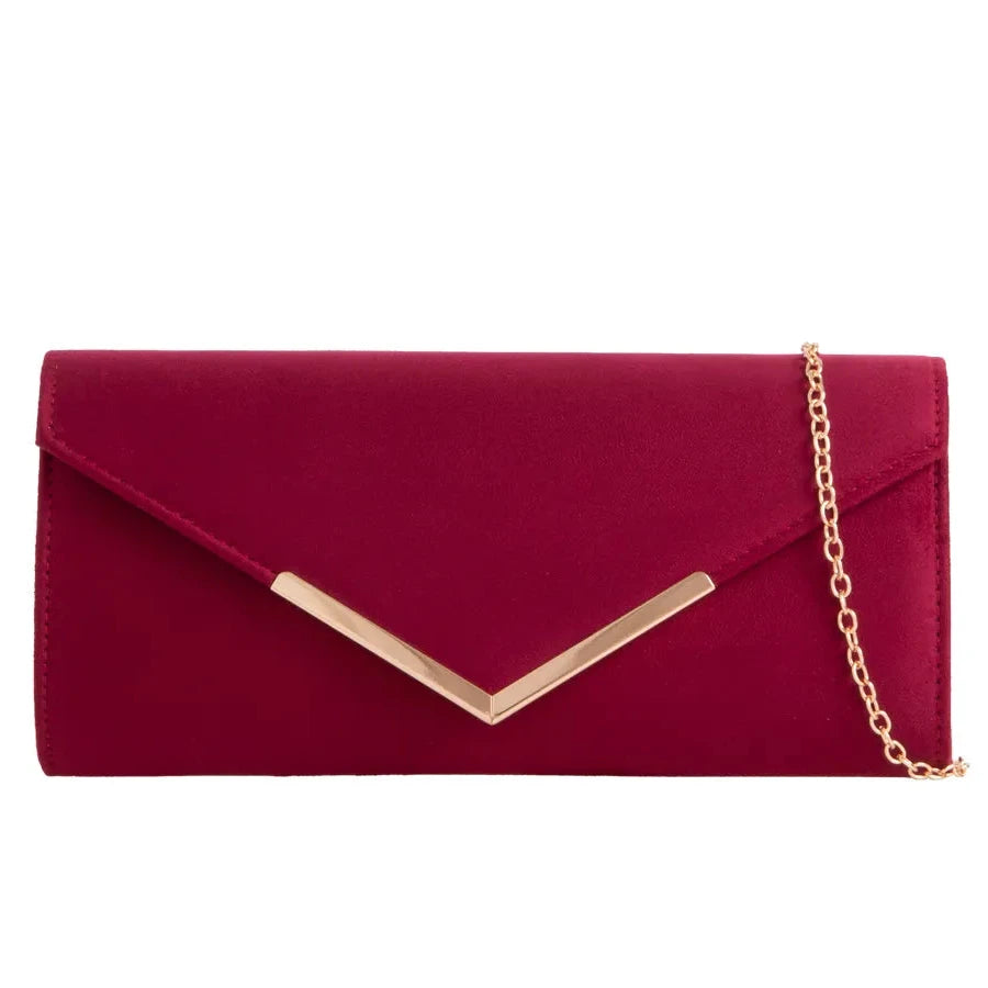 Suede Plain Clutch Bag Wedding Party Prom Evening Bag For Women