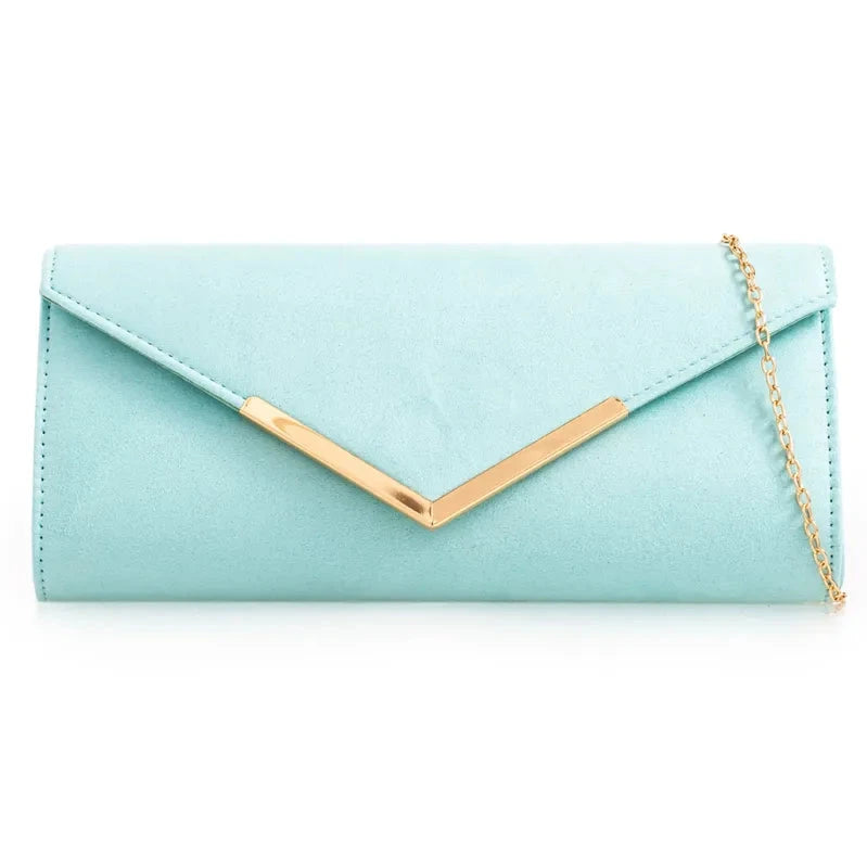 Suede Plain Clutch Bag Wedding Party Prom Evening Bag For Women