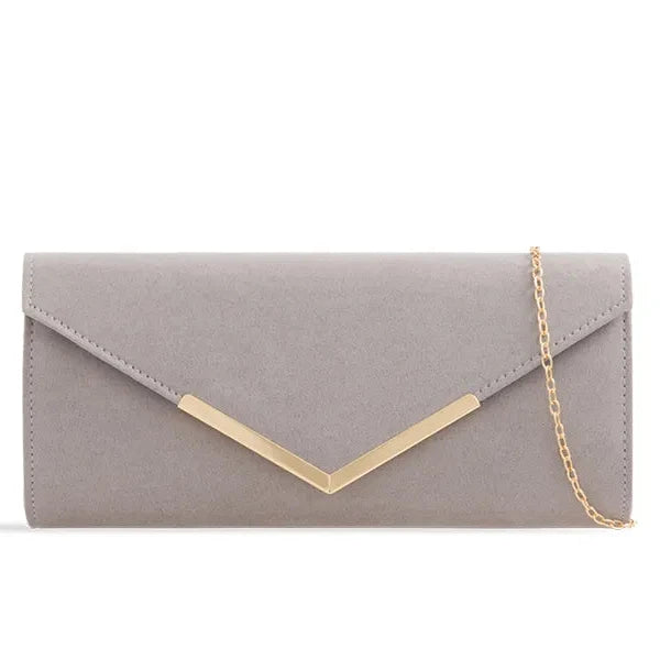 Suede Plain Clutch Bag Wedding Party Prom Evening Bag For Women