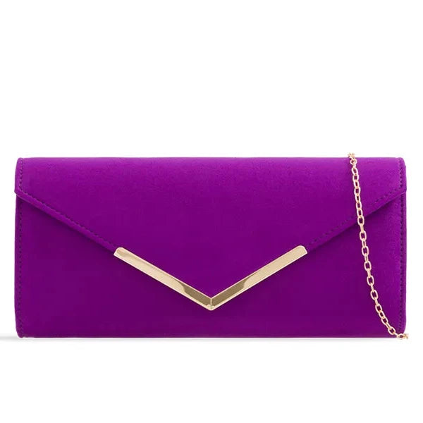 Suede Plain Clutch Bag Wedding Party Prom Evening Bag For Women