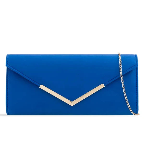 NEW Women's Faux Suede Plain Clutch Bag Wedding Party Prom Evening Chain Handbag