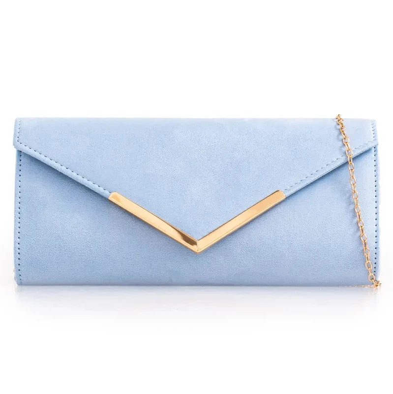 Suede Plain Clutch Bag Wedding Party Prom Evening Bag For Women