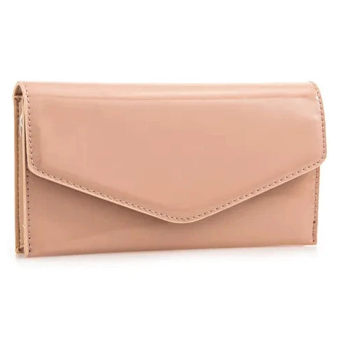 Women's Patent Plain Leather Clutch Bag Envelope Design Shiny Shoulder Chain Bag-