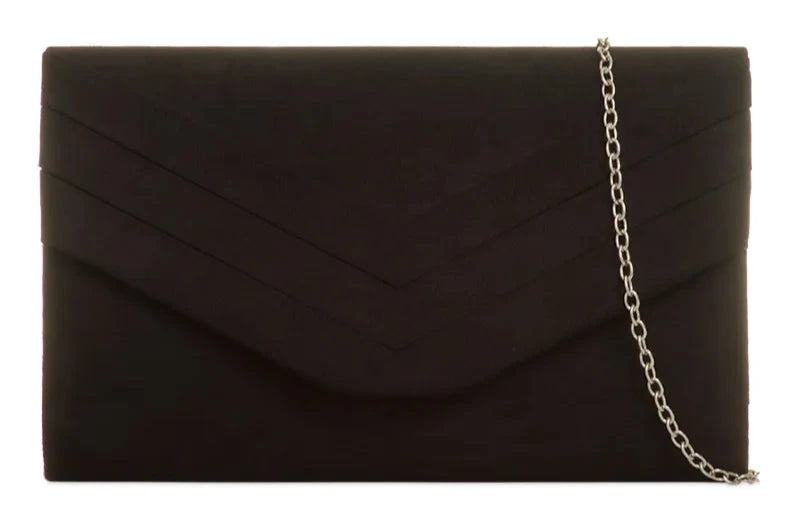 Womens Faux Suede Clutch Bags Decorated Flap Chain Ladies Party Wedding Handbag
BLACK