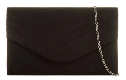 Womens Faux Suede Clutch Bags Decorated Flap Chain Ladies Party Wedding Handbag
BLACK