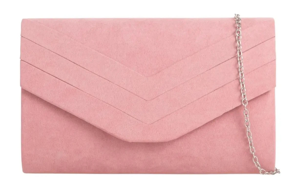 Womens Faux Suede Clutch Bags Decorated Flap Chain Ladies Party Wedding Handbag
BLUSH