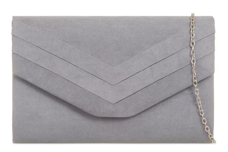 Ladies Faux Suede Envelope Clutch Bag Evening Party Prom Handbag For Women