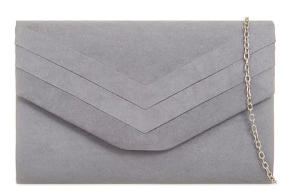 Ladies Faux Suede Envelope Clutch Bag Evening Party Prom Handbag For Women