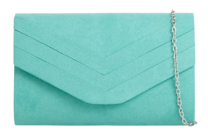 Ladies Faux Suede Envelope Clutch Bag Evening Party Prom Handbag For Women