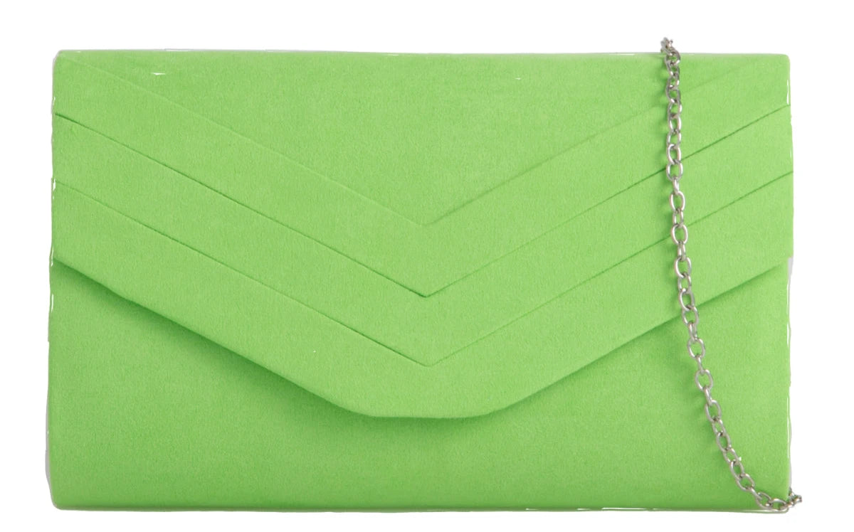 Womens Faux Suede Clutch Bags Decorated Flap Chain Ladies Party Wedding Handbag
