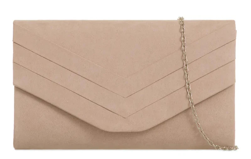 Faux Suede Envelope Clutch Bag Evening Party Prom Handbag For Women