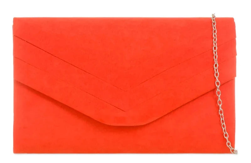 Ladies Faux Suede Envelope Clutch Bag Evening Party Prom Handbag For Women