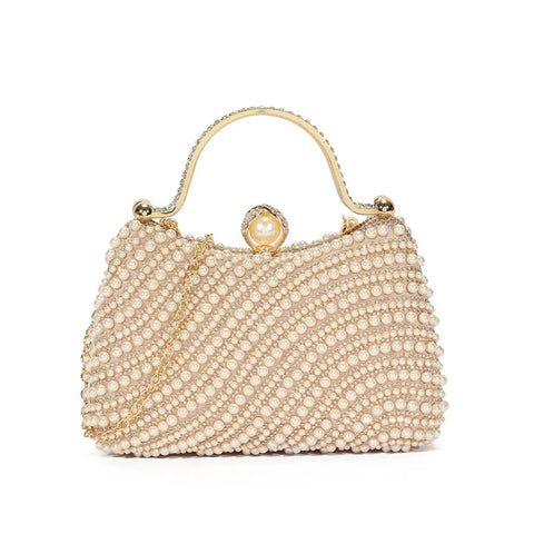 Diamante Pearl Beaded Clutch Bag