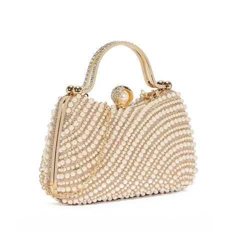 Diamante Pearl Beaded Clutch Bag