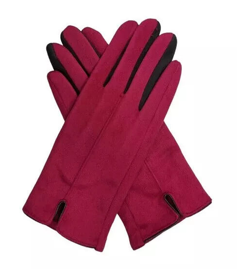 Ladies Women Winter Gloves Touchcreen Soft Cosy Fleece Lined Faux Suede Velvet Gloves Warm Thermal two tone Gloves