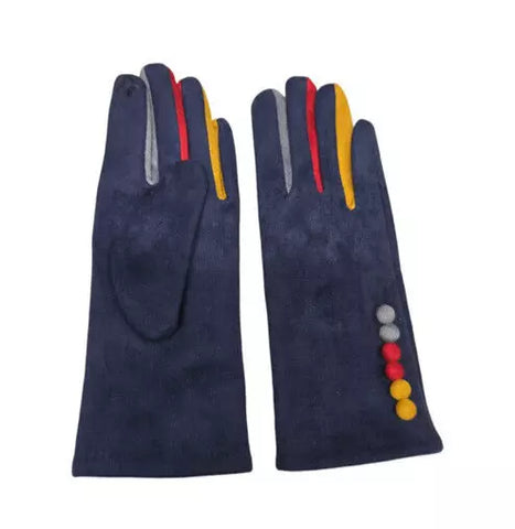 NEW Women's Fleece Gloves Multi Colours Ladies Button Gloves Touch Screen Winter Warm Soft Lined