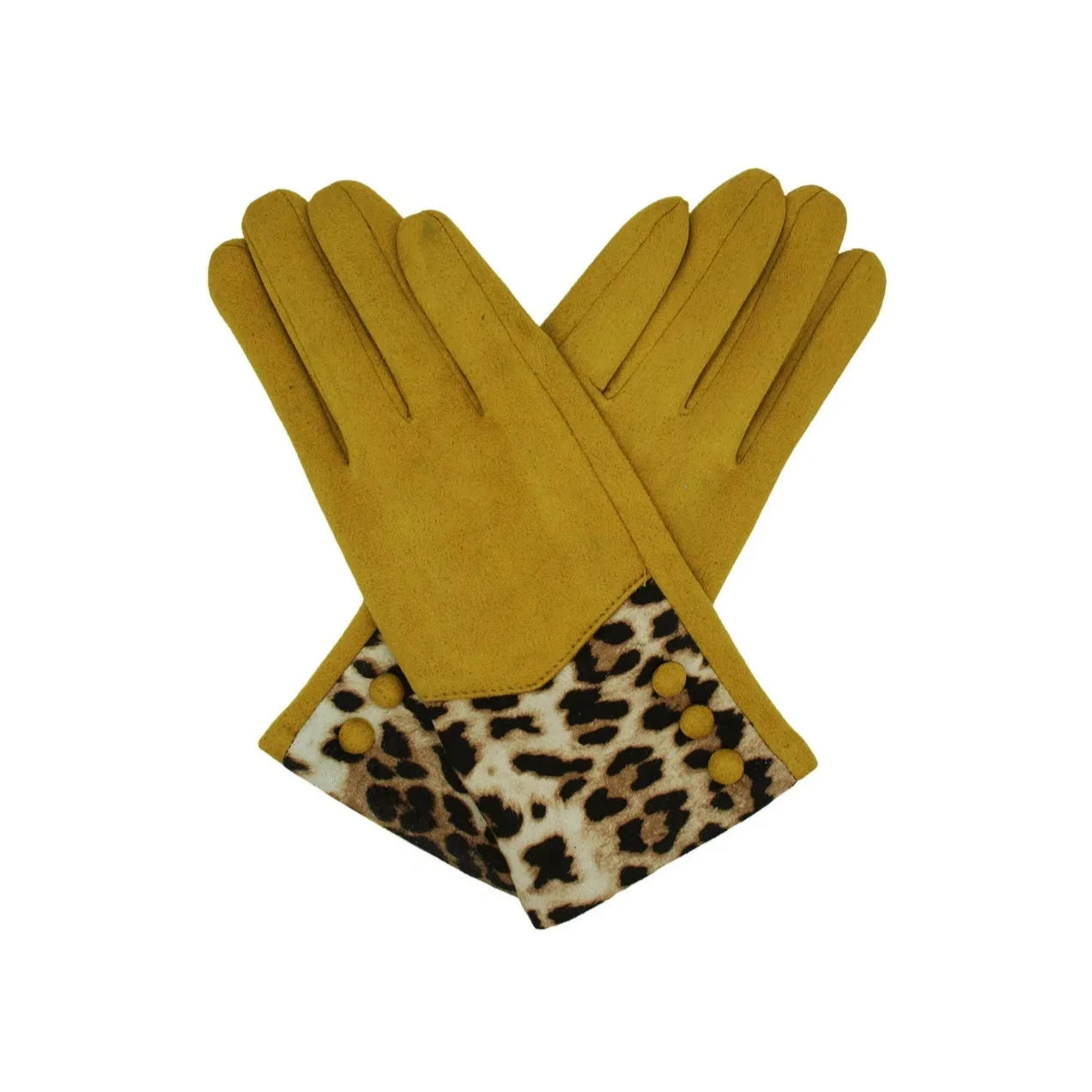 Women Warm Leopard Print Gloves Soft Cosy Thick Fleece Lined Ladies Winter Thermal Button Gloves