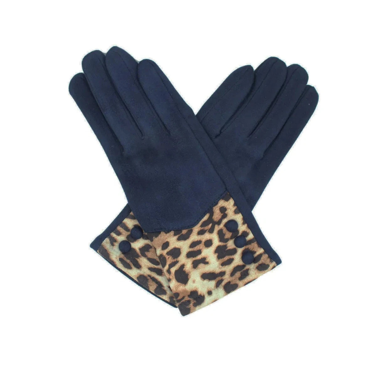 Women Warm Leopard Print Gloves Soft Cosy Thick Fleece Lined Ladies Winter Thermal Button Gloves