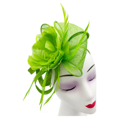 Sinamay & Peony Feather Flower Fascinator Headband and Clip Wedding Royal Ascot Race